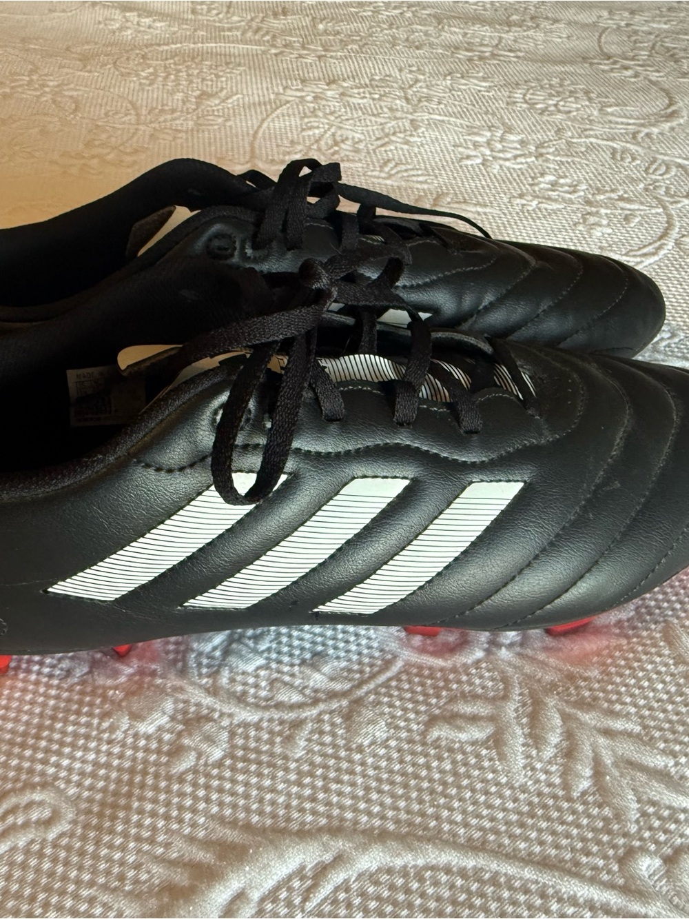 adidas Black Soccer Cleats with White Striped Logo
